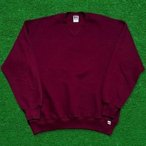 Vintage 90s Made In USA Russell Athletic Red Blank Sweatshirt